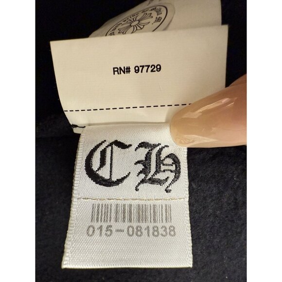 Chrome Hearts Black Hoodie W/ Leather Sleeves & Gothic Cross Details Full Zip Co - Picture 4 of 16